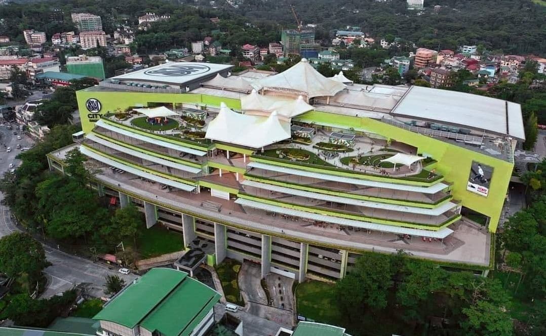 Sky Terrace rooftop garden at SM City Baguio with panoramic mountain views